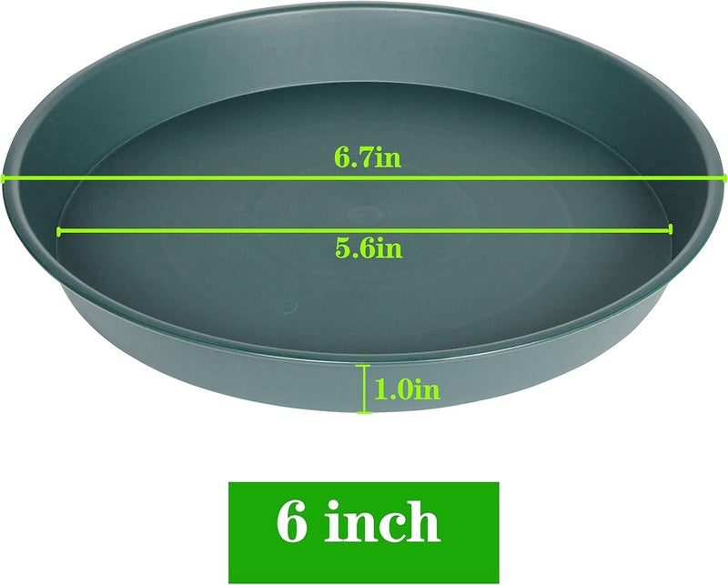 Bleuhome 6 Pack Plant Saucer Tray Green, 4 6 8 10 12 13 15 17 19 inch Pot Saucers, Heavy Duty Plastic Plant Saucers for Indoors, Plant Drip Tray, Plant Trays for pots Planter (6", Green) - Image 2
